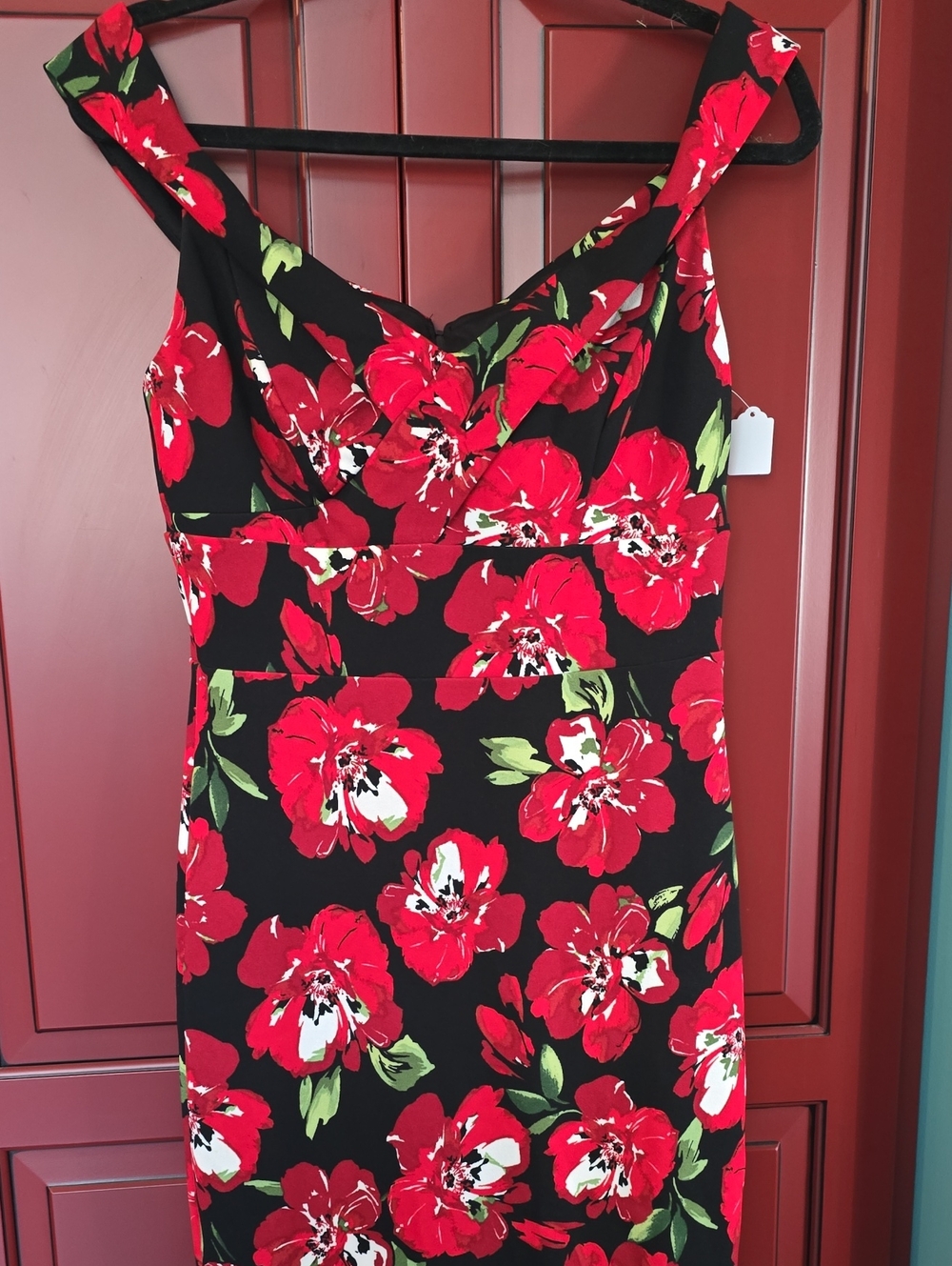 Floral Red Sheath Dress for Women